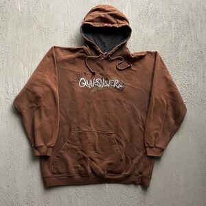 Vintage Quiksilver Embroidered Logo Hoodie Mens Extra Large Brown 2000s